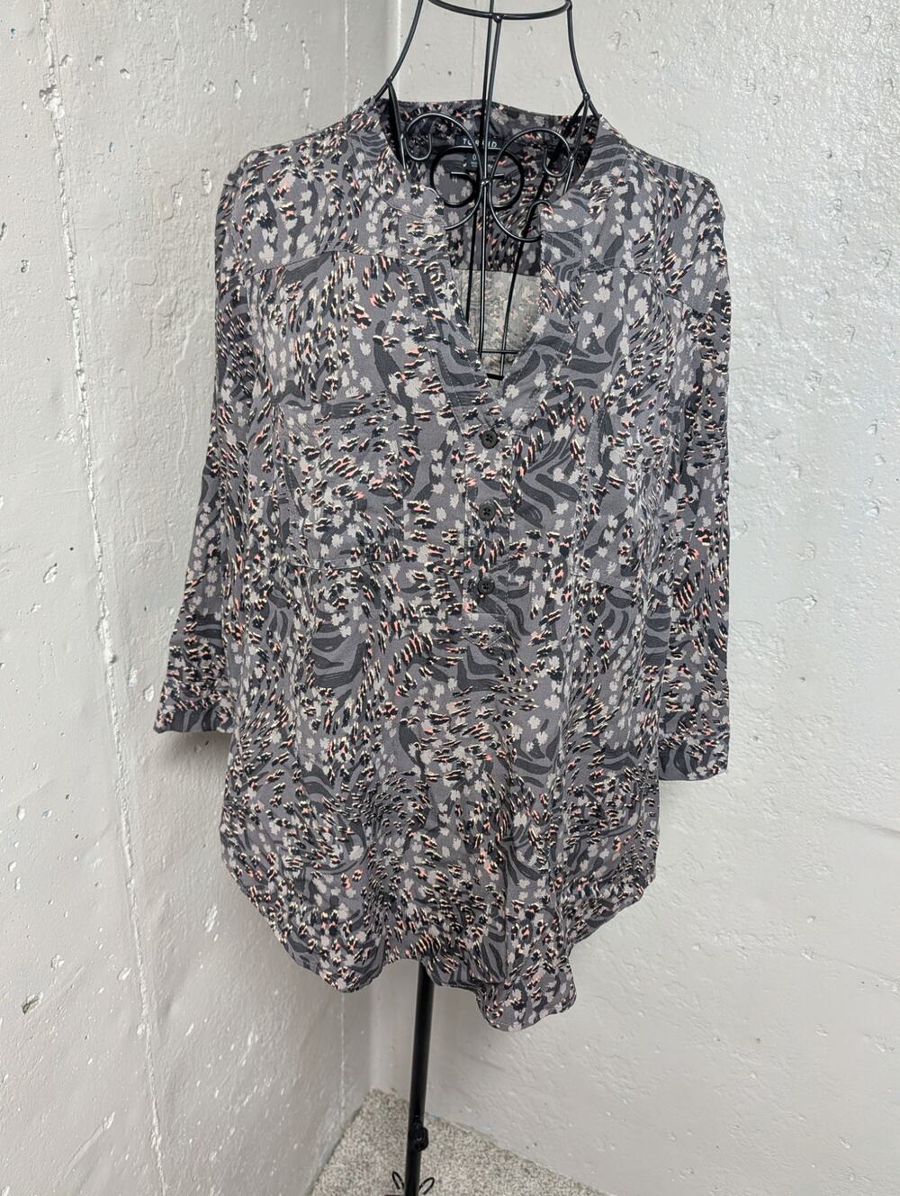 Torrid Abstract Animal Print Button Front Rayon Blouse Top